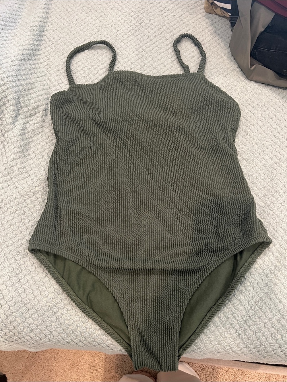 Kona Sol Olive Green Textured Kids One-Piece Bodysuit